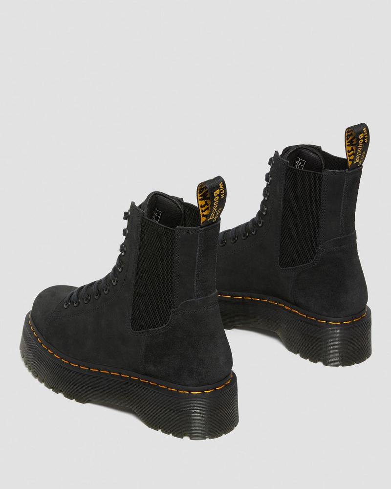 Black Men's Dr Martens Jadon Nubuck Leather Platform Boots | CA 555RVD